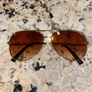 Aviator Sunglasses Gold Rims Brown Lenses